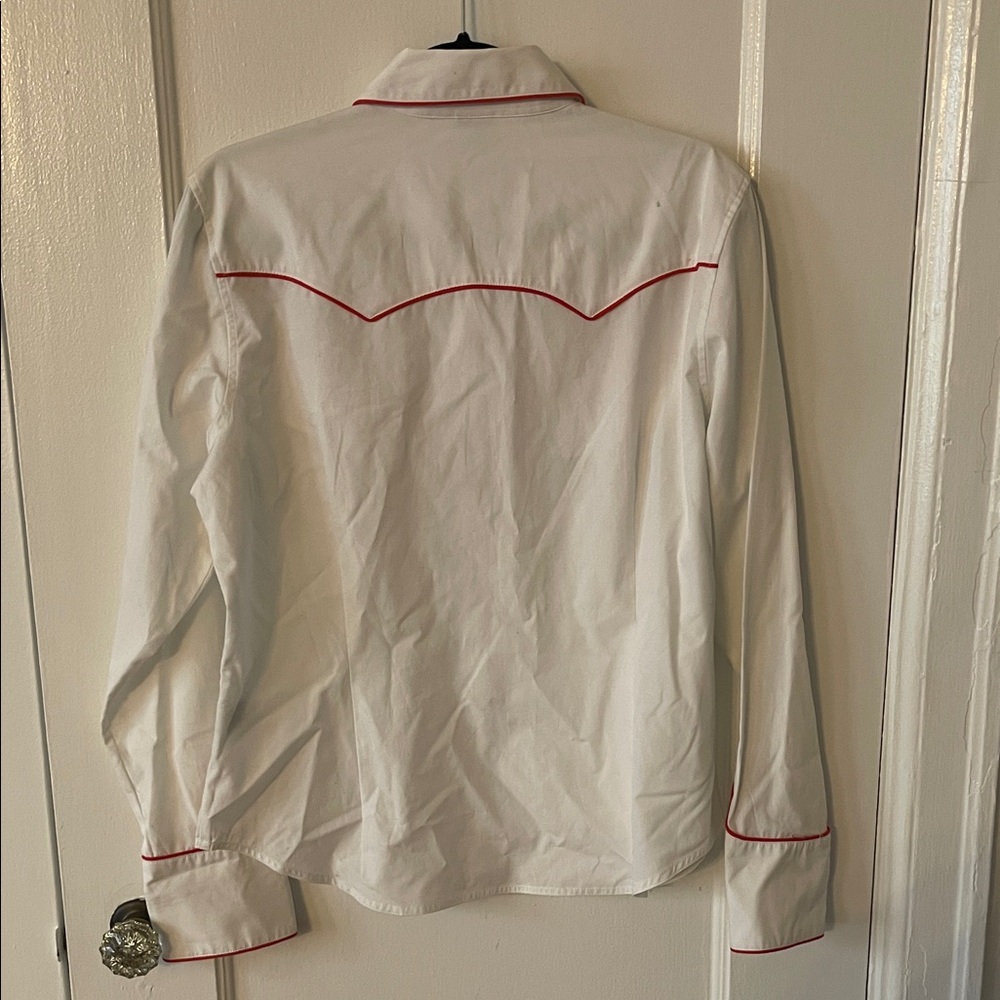 Ralph Lauren White Western Button-Down Shirt with Multicolor Floral Embroidery - Picture 7 of 8